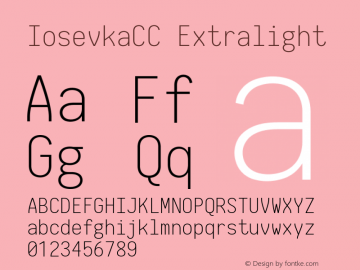 IosevkaCC Extralight 2.3.2; ttfautohint (v1.8.3) Font Sample