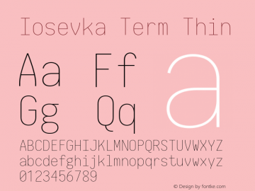 Iosevka Term Thin 2.3.2; ttfautohint (v1.8.3)图片样张
