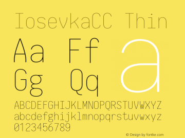 IosevkaCC Thin 2.3.2; ttfautohint (v1.8.3) Font Sample