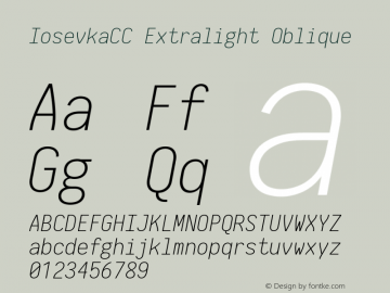 IosevkaCC Extralight Oblique 2.3.2; ttfautohint (v1.8.3) Font Sample