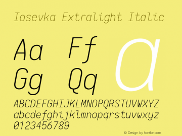 Iosevka Extralight Italic 2.3.2; ttfautohint (v1.8.3)图片样张