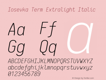 Iosevka Term Extralight Italic 2.3.2; ttfautohint (v1.8.3)图片样张