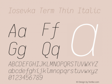 Iosevka Term Thin Italic 2.3.2; ttfautohint (v1.8.3)图片样张