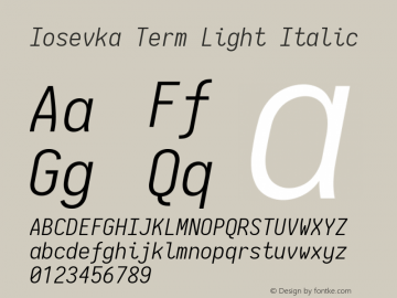 Iosevka Term Light Italic 2.3.2; ttfautohint (v1.8.3)图片样张