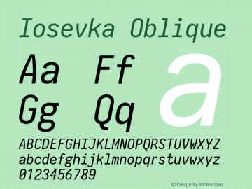 Iosevka Oblique 2.3.2; ttfautohint (v1.8.3)图片样张