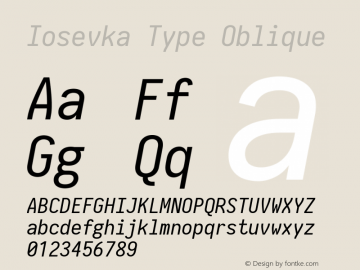 Iosevka Type Oblique 2.3.2; ttfautohint (v1.8.3)图片样张