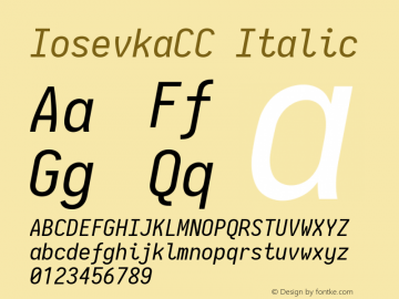 IosevkaCC Italic 2.3.2; ttfautohint (v1.8.3) Font Sample