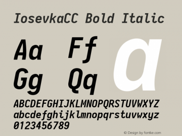 IosevkaCC Bold Italic 2.3.2; ttfautohint (v1.8.3) Font Sample