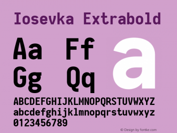 Iosevka Extrabold 2.3.2; ttfautohint (v1.8.3) Font Sample