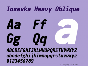 Iosevka Heavy Oblique 2.3.2; ttfautohint (v1.8.3) Font Sample