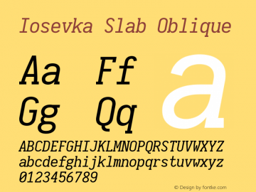 Iosevka Slab Oblique 2.3.2; ttfautohint (v1.8.3)图片样张