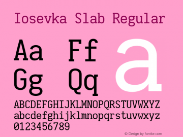 Iosevka Slab 2.3.2; ttfautohint (v1.8.3) Font Sample