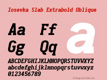 Iosevka Slab Extrabold Oblique 2.3.2; ttfautohint (v1.8.3)图片样张