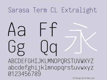 Sarasa Term CL Extralight  Font Sample