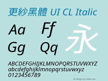 更紗黑體 UI CL Italic 图片样张