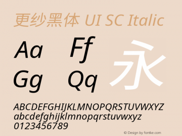 更纱黑体 UI SC Italic 图片样张