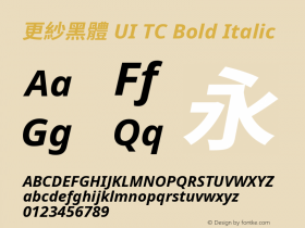 更紗黑體 UI TC Bold Italic 图片样张