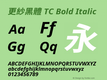 更紗黑體 TC Bold Italic  Font Sample