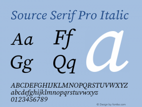 Source Serif Pro Italic Version 3.001;hotconv 1.0.111;makeotfexe 2.5.65597图片样张