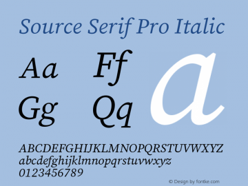 Source Serif Pro Italic Version 3.001;hotconv 1.0.111;makeotfexe 2.5.65597 Font Sample