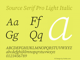 Source Serif Pro Light Italic Version 3.001;hotconv 1.0.111;makeotfexe 2.5.65597图片样张