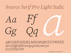Source Serif Pro Light Italic Version 3.001;hotconv 1.0.111;makeotfexe 2.5.65597图片样张