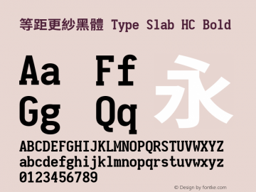 等距更紗黑體 Type Slab HC Bold  Font Sample