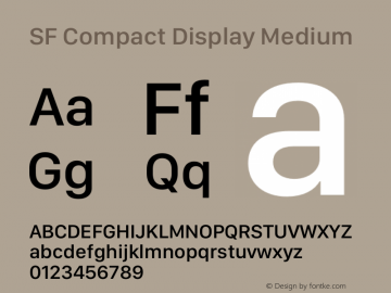 SF Compact Display Medium Version 15.0d7e11 Font Sample