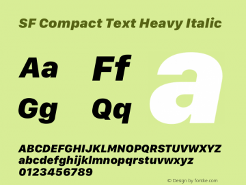 SF Compact Text Heavy Italic Version 15.0d7e11 Font Sample