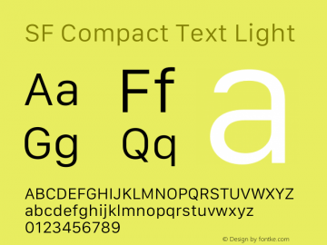 SF Compact Text Light Version 15.0d7e11 Font Sample