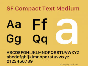 SF Compact Text Medium Version 15.0d7e11 Font Sample
