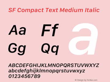 SF Compact Text Medium Italic Version 15.0d7e11 Font Sample