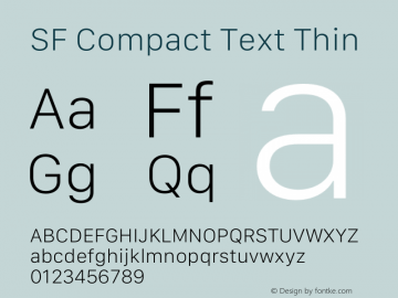 SF Compact Text Thin Version 15.0d7e11 Font Sample