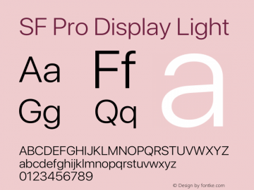 SF Pro Display Light Version 15.0d7e11 Font Sample