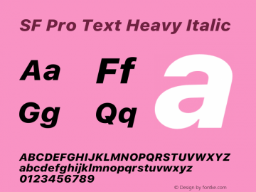 SF Pro Text Heavy Italic Version 15.0d7e11 Font Sample