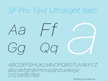 SF Pro Text Ultralight Italic Version 15.0d7e11图片样张