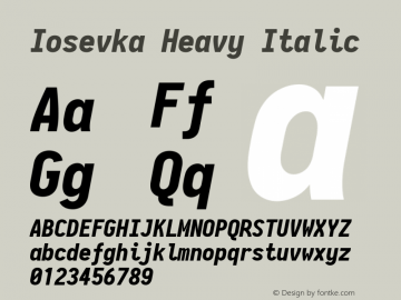 Iosevka Heavy Italic 2.3.2 Font Sample