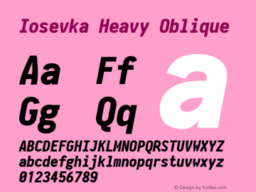 Iosevka Heavy Oblique 2.3.2 Font Sample