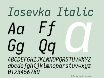 Iosevka Italic 2.3.2 Font Sample