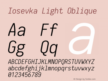 Iosevka Light Oblique 2.3.2 Font Sample