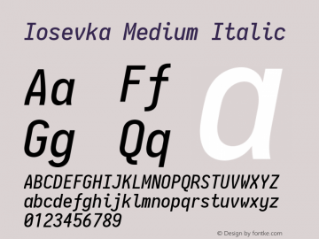 Iosevka Medium Italic 2.3.2 Font Sample