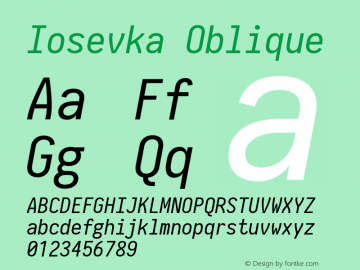 Iosevka Oblique 2.3.2 Font Sample