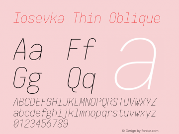 Iosevka Thin Oblique 2.3.2 Font Sample