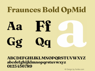 Fraunces Bold OpMid Version 0.000 Font Sample