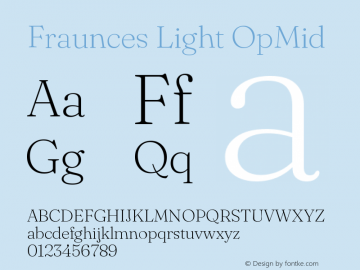 Fraunces Light OpMid Version 0.000 Font Sample