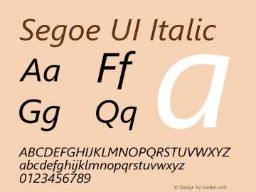 Segoe UI Italic Version 5.26; ttfautohint (v1.6) Font Sample