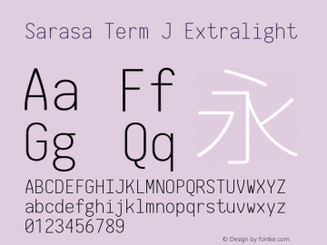 Sarasa Term J Extralight  Font Sample