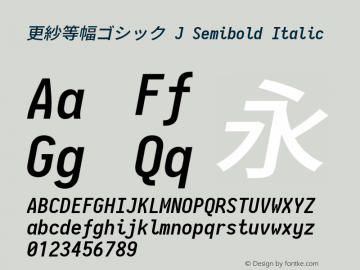 更紗等幅ゴシック J Semibold Italic  Font Sample