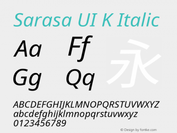 Sarasa UI K Italic Version 0.10.0; ttfautohint (v1.8.3) Font Sample