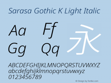 Sarasa Gothic K Light Italic Version 0.10.0; ttfautohint (v1.8.3) Font Sample